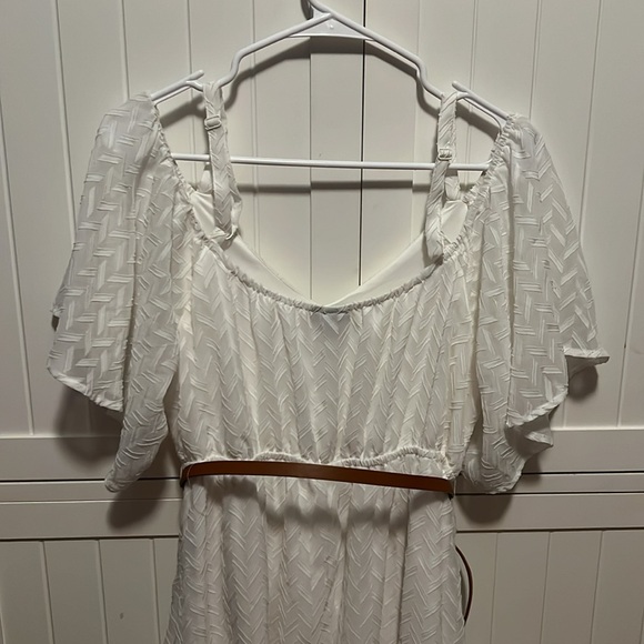 Torrid White Cold Shoulder Belted Dress - Picture 4 of 8